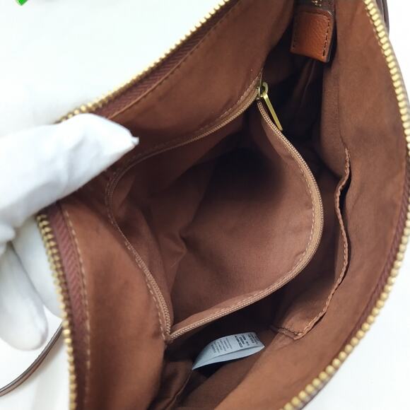 Fossil Brown Leather Zipper Closure Crossbody Bag - Picture 11 of 15